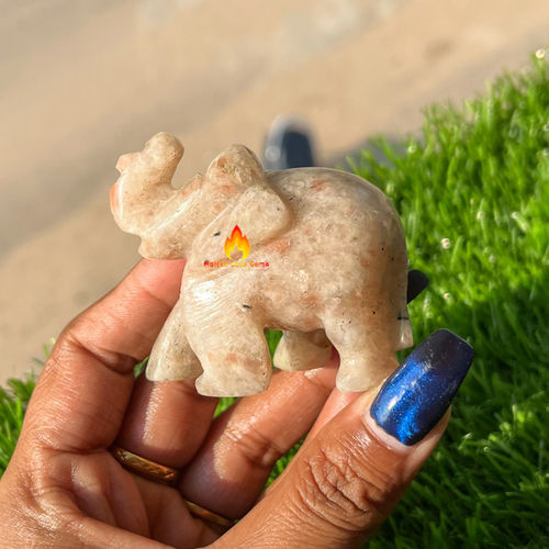 Orange Sunstone  Elephant For Home Decoration