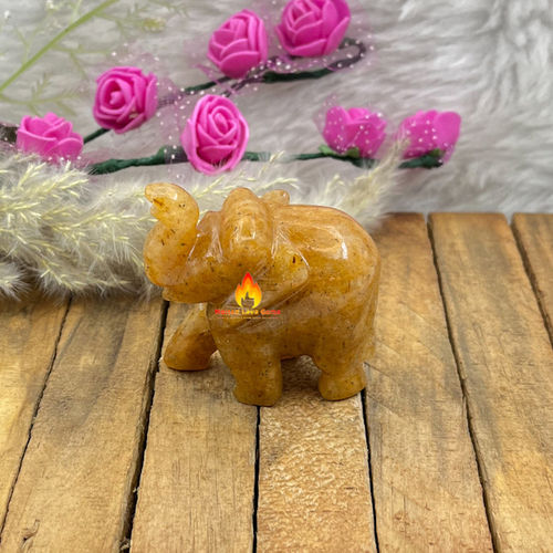 Brown Yellow Aventurine  Elephant For Home Decoration