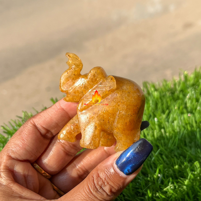 Yellow Aventurine  Elephant For Home decoration