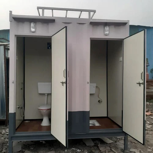 Portable Toilet Cabin - Steel Body, Sliding PVC Window | Durable PVC Door, Space-Saving Design