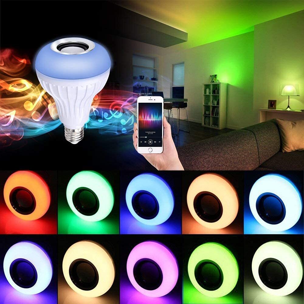 3 in 1 LED Bulb with Bluetooth Speaker Music Light Bulb with Remote Control for Home Bedroom Living Room Party Decoration Holder(Pack of 1)