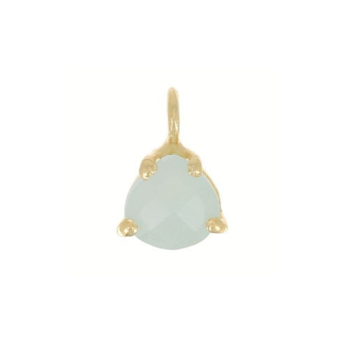 Amazonite Gemstone 10x7mm Faceted Triangle Shape Gold Vermeil Prong set Charm