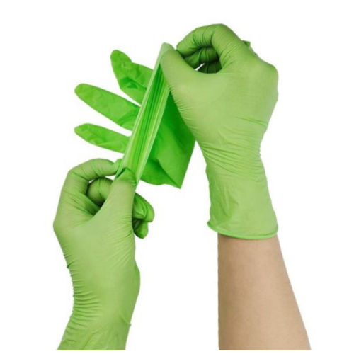 Green Color lightly powdered Latex Examination Gloves