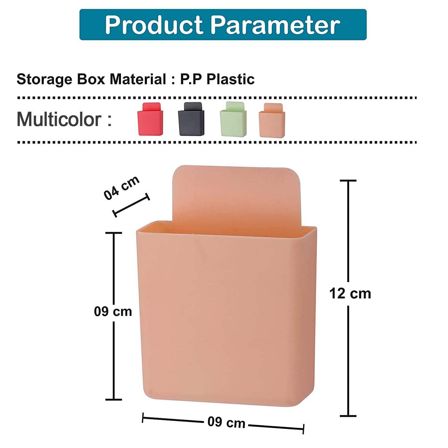 WALL MOUNTED STORAGE CASE WITH MOBILE PHONE CHARGING PORT PLUG HOLDER PACK OF 4PC (6486)