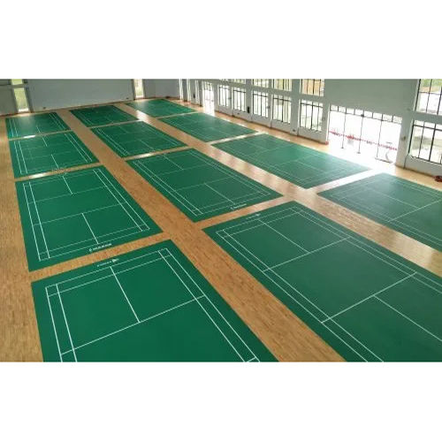 Green Badminton Court Synthetic Flooring