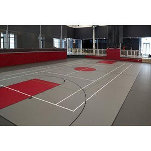 Grey-Red Anti Slip Polish Synthetic Basketball Court Flooring