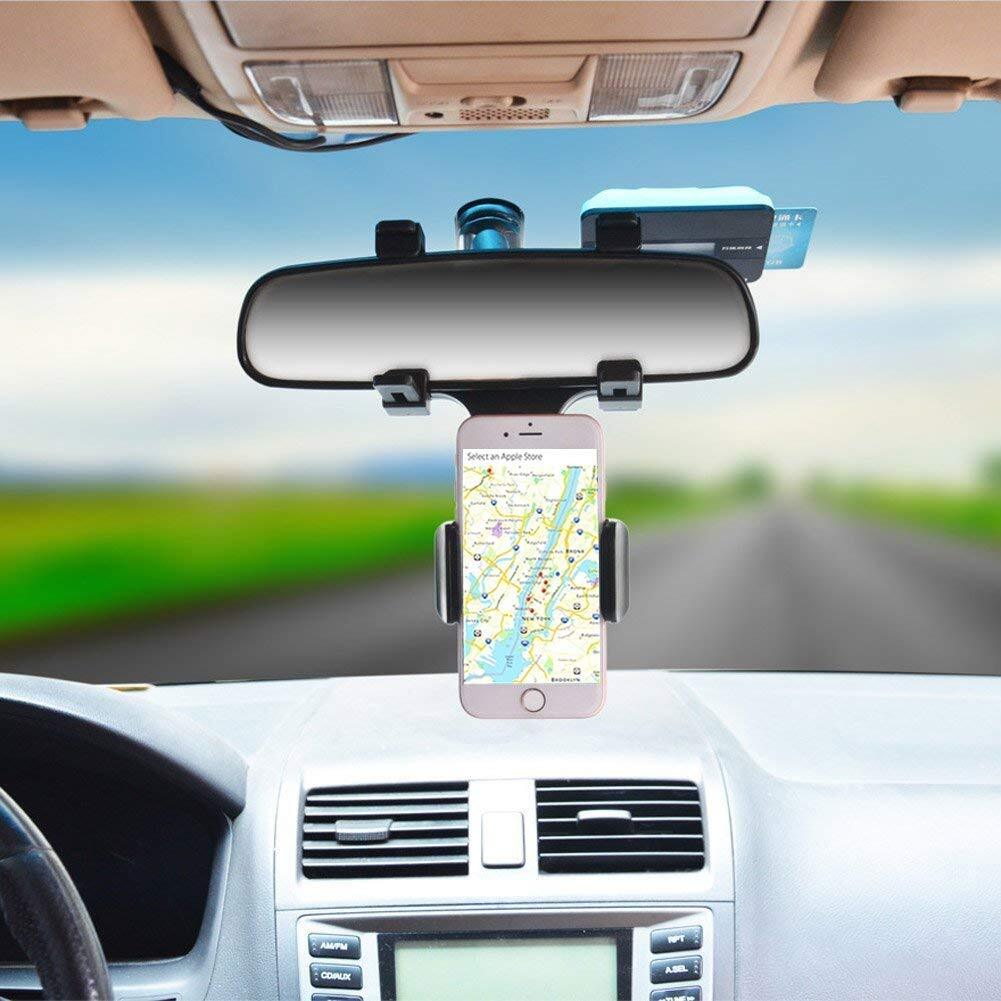 360° New Rearview Mirror Phone Holder Multifunctional Car Phone Mount Mobile Holder