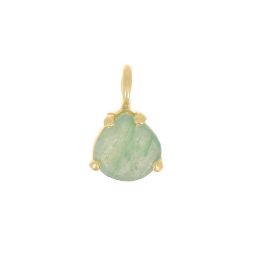 Same As Photo Aventurine Gemstone 10X7Mm Faceted Triangle Shape Gold Vermeil Prong Set Charm