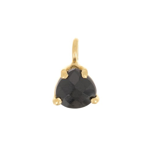 Black Onyx Gemstone 10x7mm Faceted Triangle Shape Gold Vermeil Prong set Charm