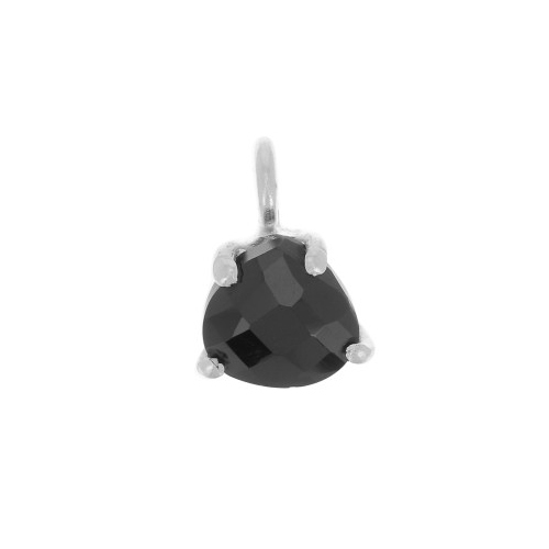 Black Onyx Gemstone 10x7mm Faceted Triangle Shape Gold Vermeil Prong set Charm
