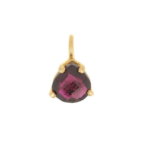 Garnet Gemstone 10x7mm Faceted Triangle Shape Gold Vermeil Prong set Charm