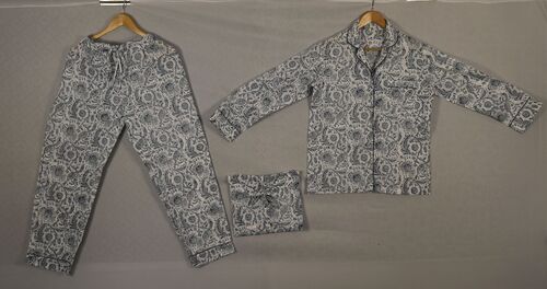 Grey Floral Print Pajama Set