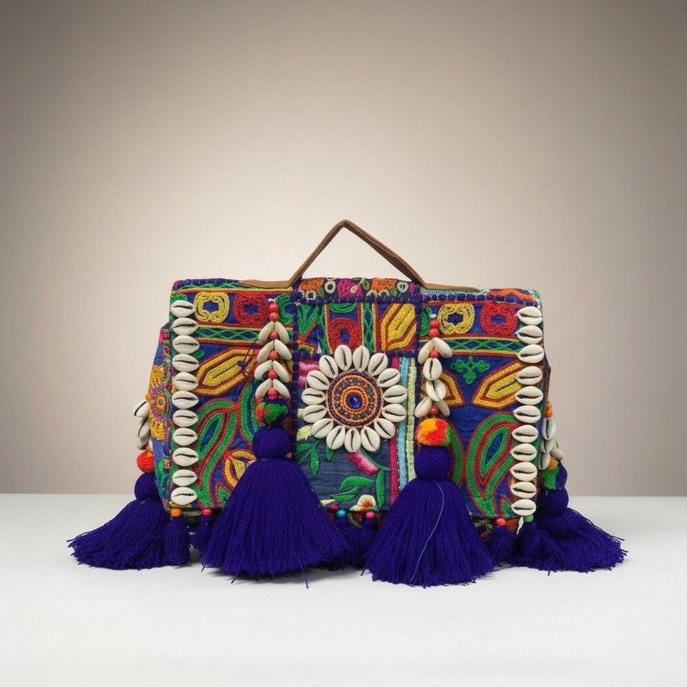 Banjara Boho Bags - Denim, Casual Style, Multicolour | Intricate Embroidery, Mirror Work, Handcrafted Design, Gender: Women