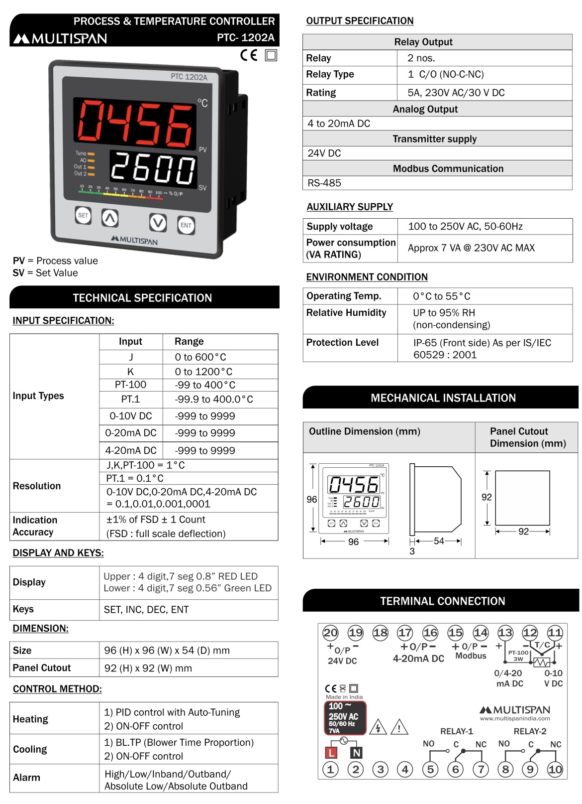 PTC-1202A-M1 temperature controller
