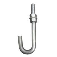 J Type Bolt - High-Quality Steel , Silver Color, Tempered Grade, Galvanized Surface, Available in Various Sizes for Heavy Equipment Securing