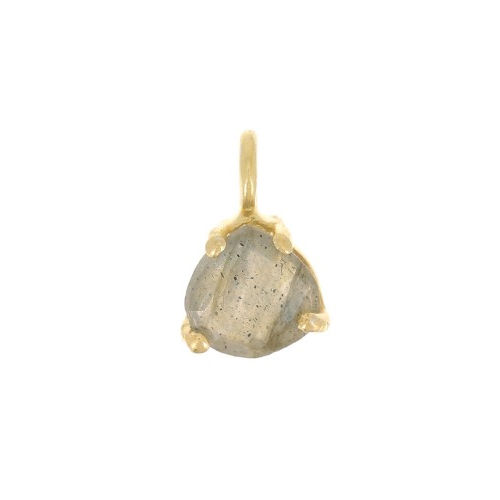 Same As Photo Labradorite Gemstone 10X7Mm Faceted Triangle Shape Gold Vermeil Prong Set Charm