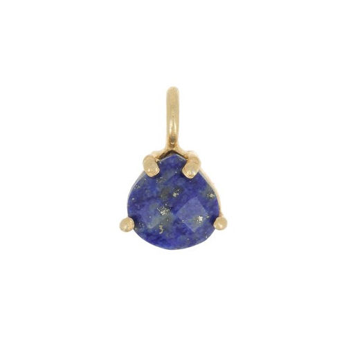 Same As Photo Lapis Lazuli Gemstone 10X7Mm Faceted Triangle Shape Gold Vermeil Prong Set Charm