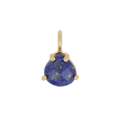 Lapis lazuli Gemstone 10x7mm Faceted Triangle Shape Gold Vermeil Prong set Charm