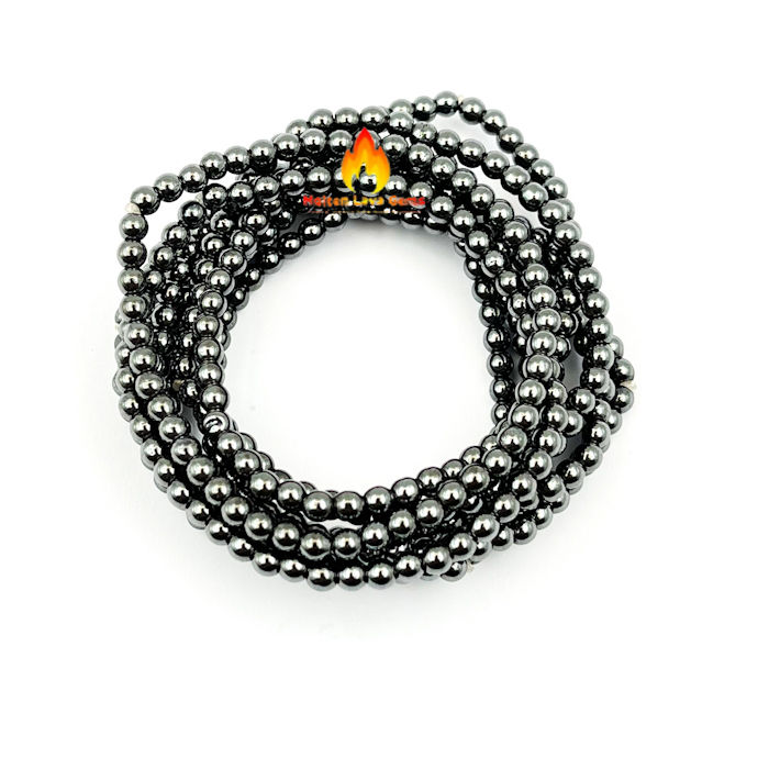 Hematite 4 MM  Bead Stretchy  Bracelet