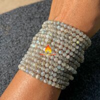 Round Labradorite 4 Mm  Beads Stretchy  Bracelet
