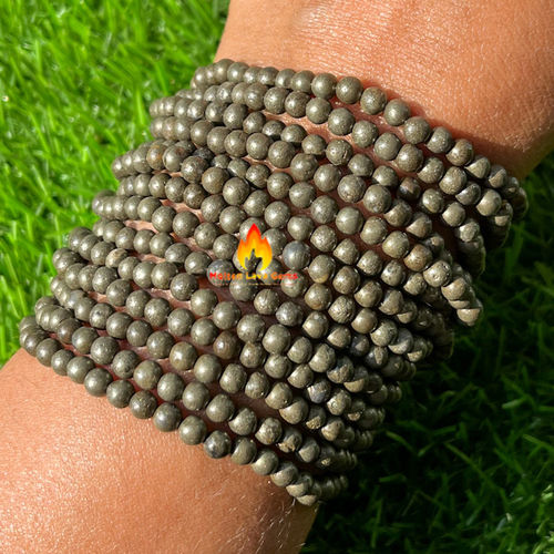 Pyrite  4 MM  Bead Stretchy Bracelet