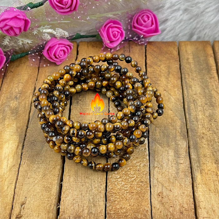 Tiger Eye 4 MM  Bead Stretchy Bracelet