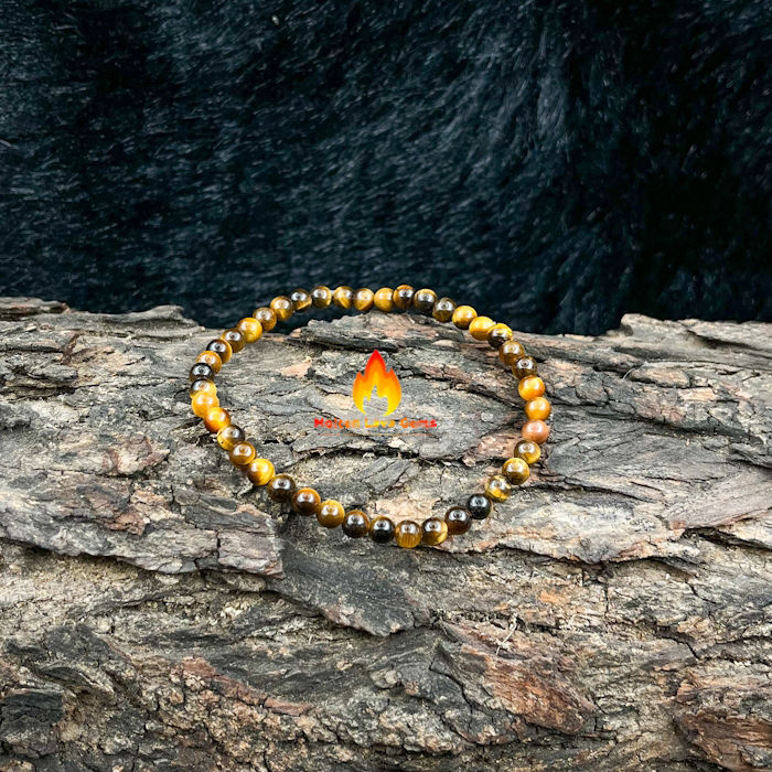 Tiger Eye 4 MM  Bead Stretchy Bracelet