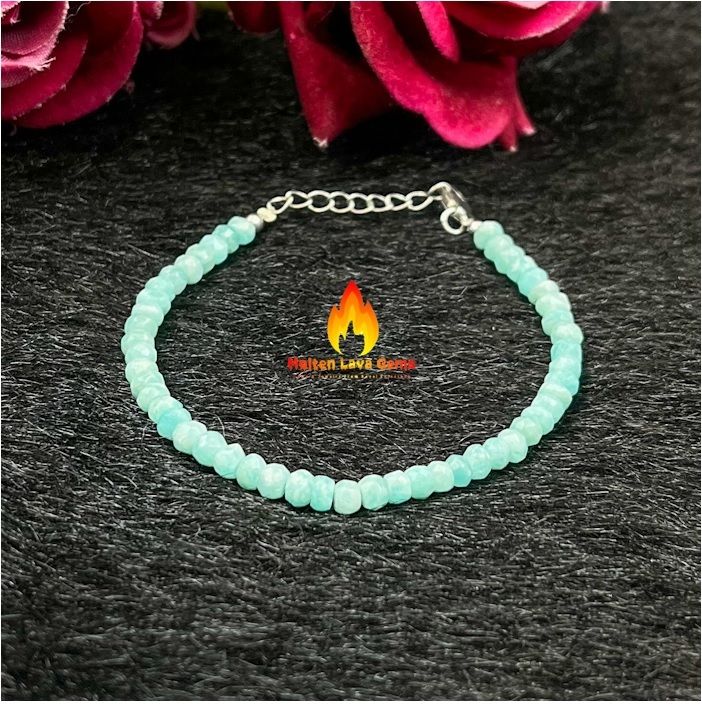 Amazonite 925 Sterling Silver Bead Bracelet