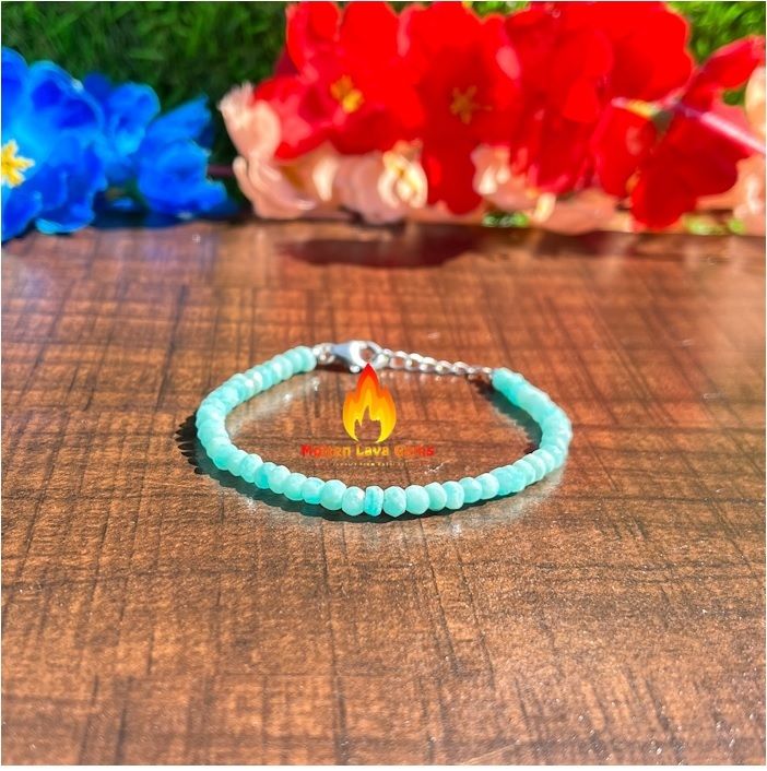 Amazonite 925 Sterling Silver Bead Bracelet