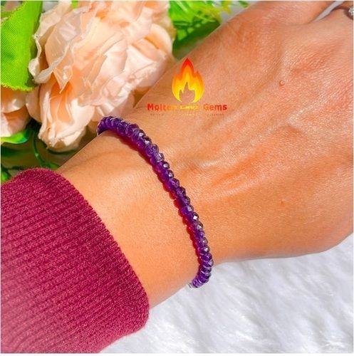 Amethyst 925 Sterling Silver Bead  Bracelet