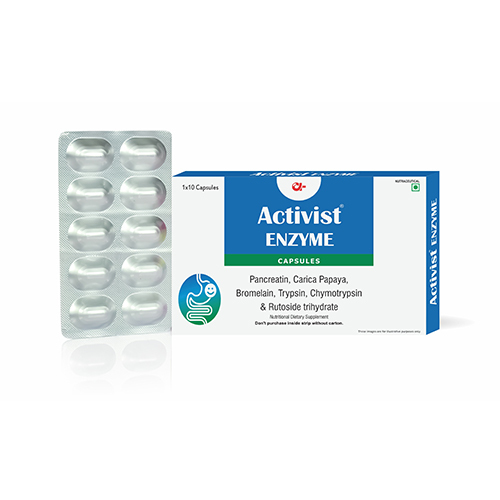 Activist Enzyme 30 Capsules Strip - Ingredients: Pancreatin | Bromelain | Carica Papaya | Trypsin | Chymotrypsin | Rutoside Trihydrate