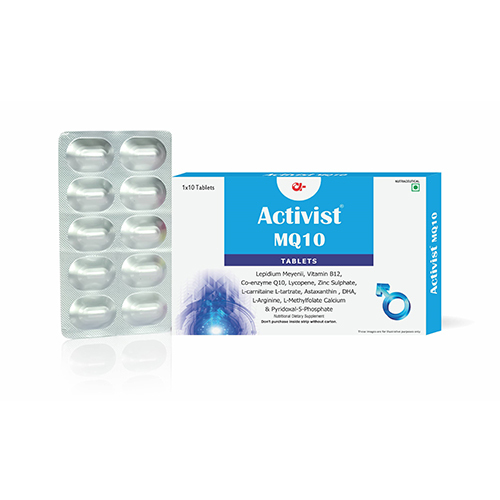 Activist-Mq10 Male Fertility Tablet 30 Strip Pack - Ingredients: Lepidium Meyenii | Vitamin B12 | Co-Enzyme Q10 | Lycopene | Zinc Sulphate | L- Carnitine | L- Tartrate | Astaxanthin | Dha | L- Arginine | L- Methylfolate Calcium | Pyridoxal A 5 A Phosphate