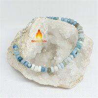 Blue Opal  925 Sterling Silver Bead Bracelet