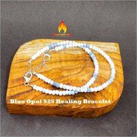 Blue Opal  925 Sterling Silver Bead Bracelet