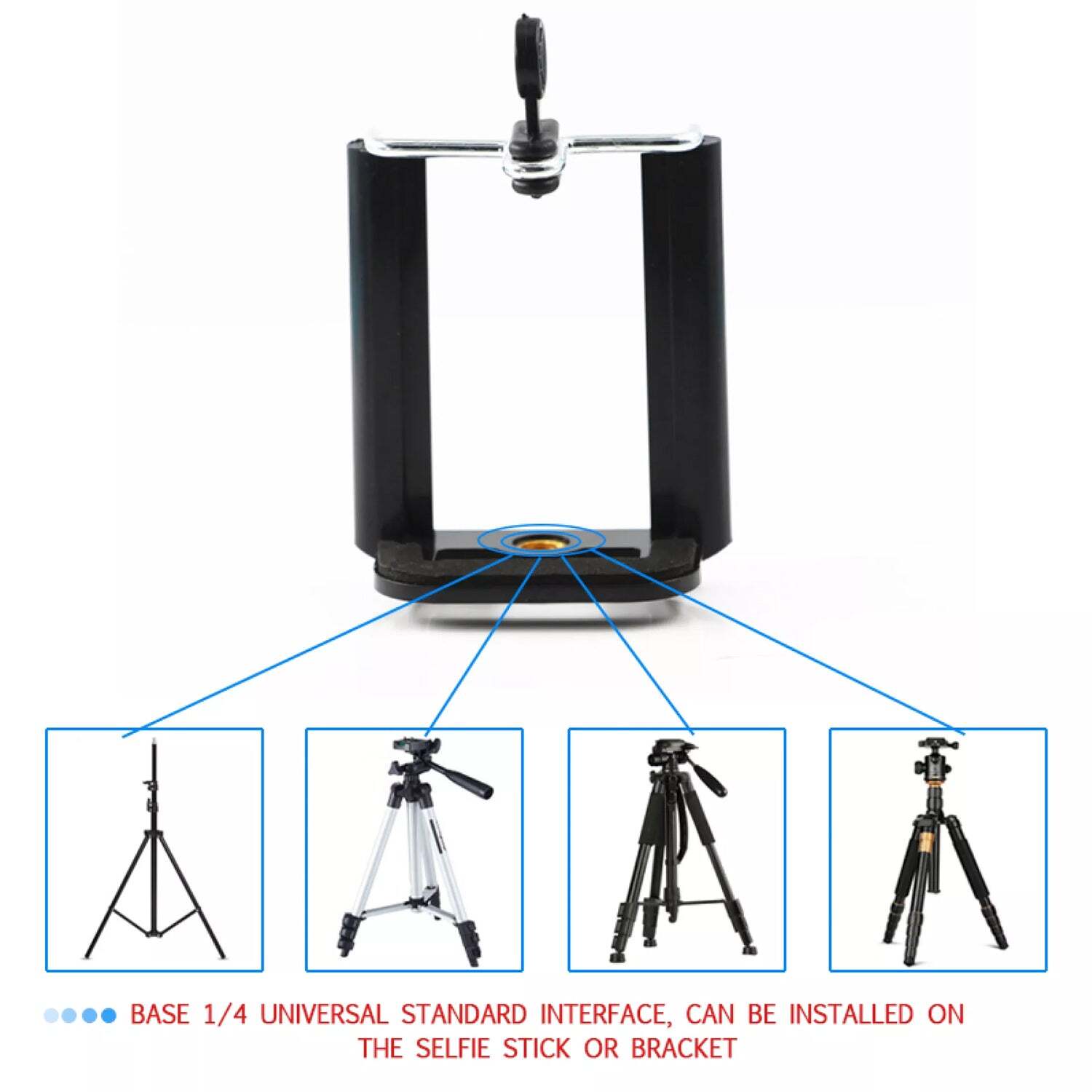 Mobile Holder Attachment For Selfie Stick And Mobile Tripods