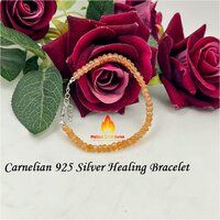 Carnelian   925 Sterling Silver Bead Bracelet