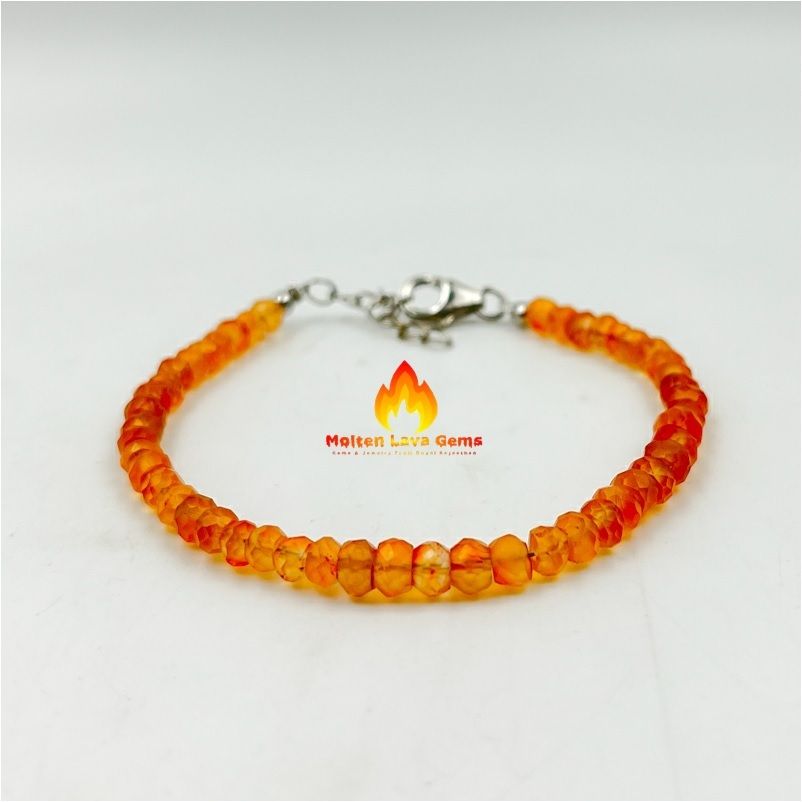 Carnelian   925 Sterling Silver Bead Bracelet