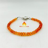 Carnelian   925 Sterling Silver Bead Bracelet