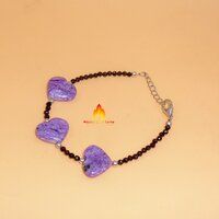 Charoite 925 Sterling Silver Bead   Bracelet