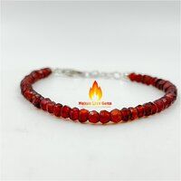 Red Garnet 925 Sterling Silver  Bead   Bracelet