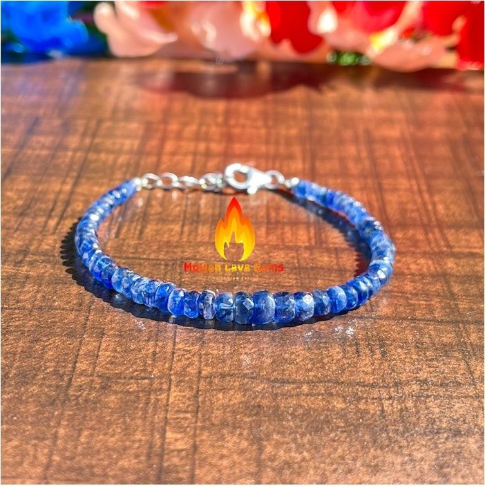 Kyanite  925 Sterling Silver Bead Bracelet