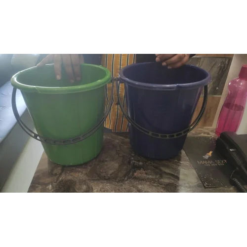 10 Litre Green And Blue Plastic Dustbin With Handle