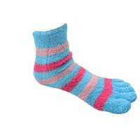 Bulbul Yarn Finger Socks - Nylon Material, Various Sizes , Multicolored Design For All-season Women's Wear