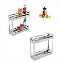 Stainless Steel Kitchen Trolley - 2 Shelves, Glossy Silver Finish | Moveable Design, Dry & Wet Maintenance, Holds > 20 Kg Per Layer