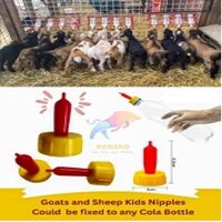 Goat And Sheep Nipples - A Grade Material, Fits Standard Pepsi/cola Size Bottles, Yellow & Red Color , Versatile Feeding Solution For Newborn Animals