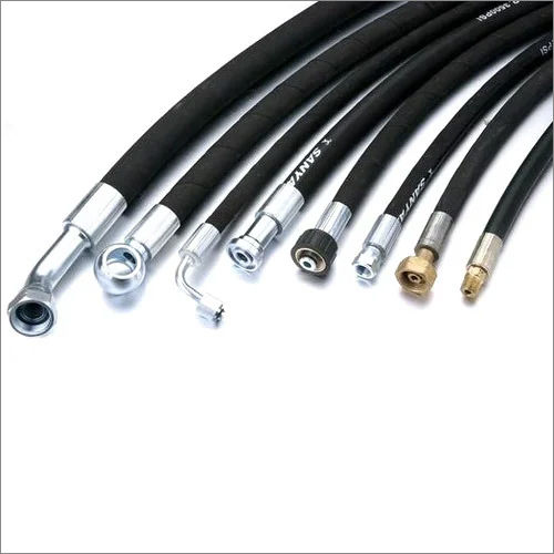 Hydraulic Hose - Synthetic Rubber and Steel Reinforced | Customized Size, Polished Finish, Black Color, Industrial Usage