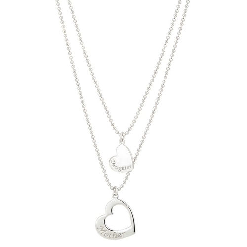 Hearts Double Silver Pendant Necklace