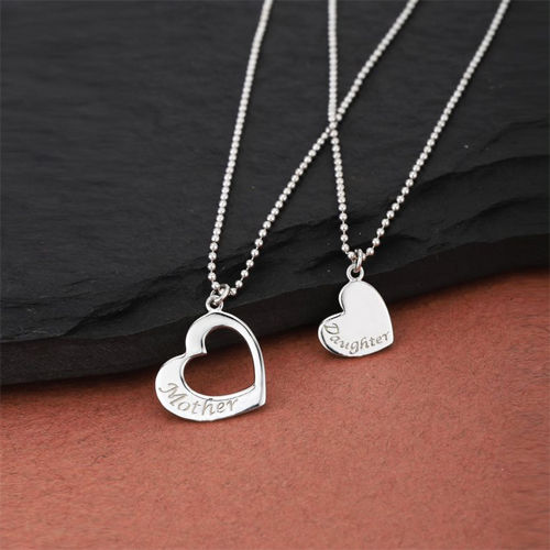 Hearts Double Silver Pendant Necklace