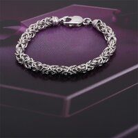 Handmade Fancy Byzantine Chain Silver Bracelet