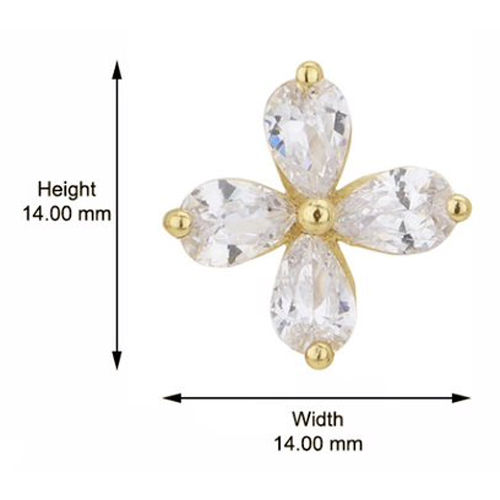 18K Gold Plated Floral Stud Silver Earrings